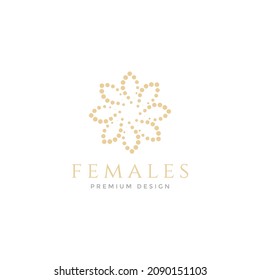 flower rounded dot mosaic logo symbol icon vector graphic design illustration idea creative