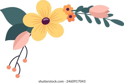 Flower Rounded Frame Vector Illustration