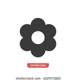Flower with rounded petals vector icon
