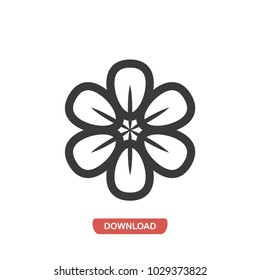 Flower with rounded petals vector icon