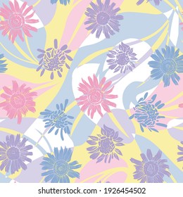 Flower rudbeckia. Garden and meadow plant rudbeckia. Seamless vector pattern with flowers. Hand drawing.
