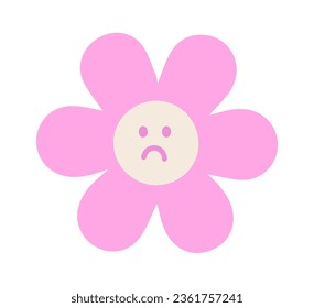 Flower Sad Character Vector Illustration