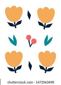 Flower in Scandinavian style vector print. 
Illustration  for poster, card, label, banner, flyer, baby wear, kid’s room decoration. 