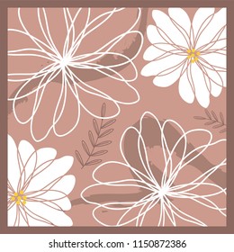 flower scarf pattern with brown color background