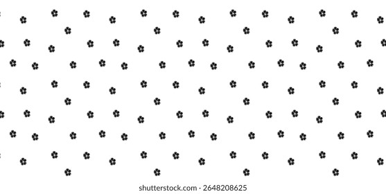 Flower scatter seamless pattern on transparent background. Floral seamless background wrapping, textile and fabric. Black color