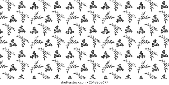 Flower scatter seamless pattern on transparent background. Floral seamless background wrapping, textile and fabric. Black color