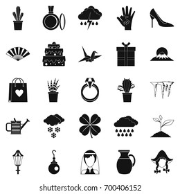 Flower scent icons set. Simple set of 25 flower scent vector icons for web isolated on white background