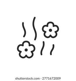 Flower scent, linear style icon. Pleasant smell. Fragrance. Editable stroke width