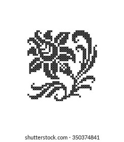 Flower. Scheme of knitting and embroidery. Vector illustration.