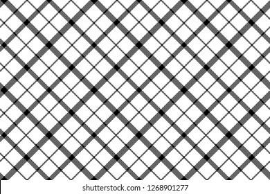 Flower of scotland tartan black white pixel seamless pattern. Vector illustration.