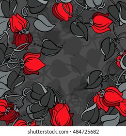 flower; scribble; design; tattoos; tulip; illustration; Abstract