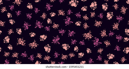 Flower scribble pattern. Romantic artistic textile vector print surface design background