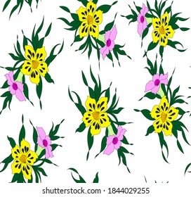 fondo blanco del patrón de diseño de los costureros de flores