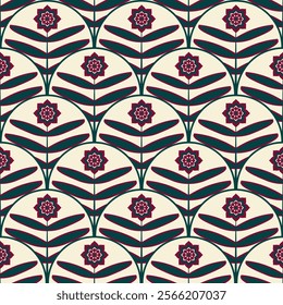 flower seamless background floral motif traditional art deco fan pattern vector illustration