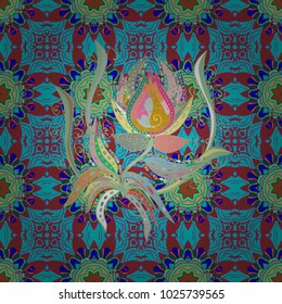 Flower seamless background. Floral pattern. Vector illustration. Flourish ornamental spring garden texture.