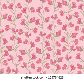  flower seamless background. floral seamless pattern with lilac and pink sweet pea.