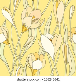 Flower seamless background. Floral vector pattern.