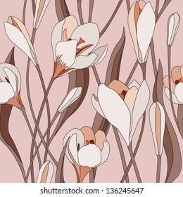 Flower seamless background. Floral vector pattern.