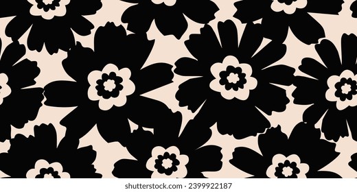 Fondo transparente de las flores. Patrón floral abstracto minimalista. Impresión moderna de fondo blanco y negro. Ideal para el diseño textil, papel pintado, cubiertas, tarjetas, invitaciones y carteles.