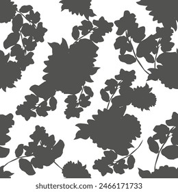 Flower seamless background. Minimalistic abstract floral pattern. Modern print in black and white background. Ideal for textile design, wallpaper, covers, cards, invitations and posters
