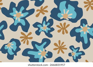 Flor de fondo sin fisuras. Patrón floral abstracto minimalista. Impresión moderna en un fondo colorido. Ideal para diseño textil, Fondo de pantalla, fundas, tarjetas, invitaciones y carteles.