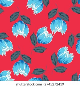 Flower seamless background. Minimalistic abstract floral pattern. Modern print in black and white background. Ideal for textile design, wallpaper, covers, cards, invitations and posters.
