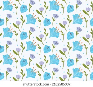Flower Seamless Background, Nature Theme Fabric Motif, Floral Wallpaper, Scrapbook Element
