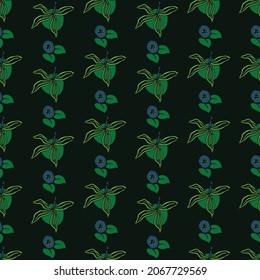 Flower seamless background on green. Flower pattern motif