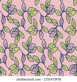 Flower seamless background pattern with dots