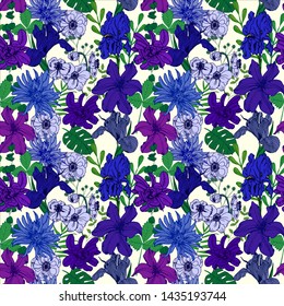 flower seamless floral pattern hand drawn flower