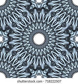 Flower seamless Mandala background in turquoise colors. Vintage decorative elements. Vector illustration