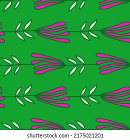 Flower seamless pattern. Abstract floral wallpaper. Doodle art style. Cute plants endless backdrop. Simple design for fabric, textile print, wrapping paper, cover