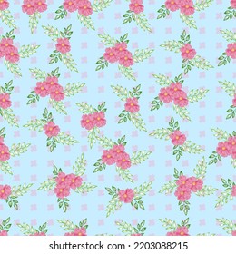 Flower seamless pattern with abstract floral branches with leaves, blossom flowers