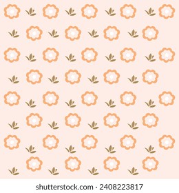 Flor sin fisuras con ramas florales abstractas con hojas, flores de flor y bayas. Ilustración de la naturaleza vectorial en vintage