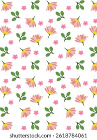 Patrón sin fisuras de flores con flores abstractas con hojas, ilustración de naturaleza de Vector 