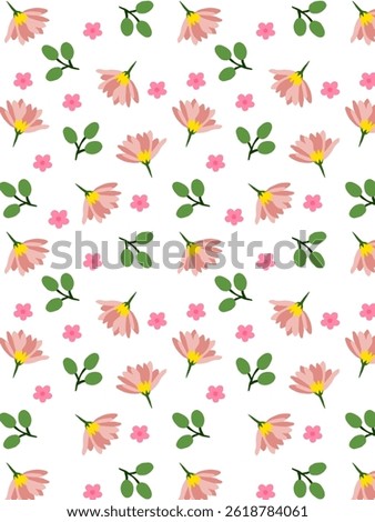 Flower seamless pattern with abstract floral with leaves, Vector nature illustration 