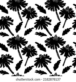 Flower seamless pattern in abstract style on white background. 
Botanical   illustration with florals vector for modern  design.  Collage contemporary print. Trendy floral drawing .
