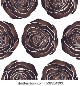 Flower seamless pattern. Flower background. Abstract purple and beige roses sketch. Wild rose design. Flower card with dog rose. Hand drawn background with dogrose flowers. Vintage pattern.