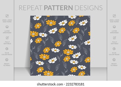 Flower seamless pattern background. Elegant texture for fabric art, wallpapers, textile, wrapping.