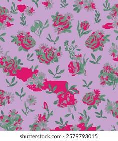 Flower Seamless Pattern Background. Elegant design element for greeting cards (birthday, valentine's day), wedding and engagement invitation card template.