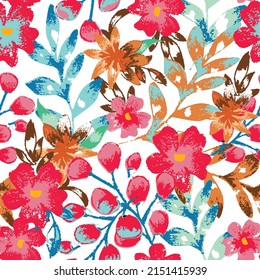 Blumenmuster, nahtloser Muster, Hintergrund für Tapete aus Spinnstoffen, Stoffgranulat, florale Struktur