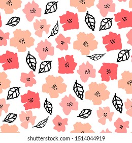 Flower seamless pattern background. Vector illustration.