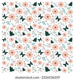 Flower Seamless Pattern Background Vector Design, Floral Background, Flowers Backgrounds, Flower Pattern