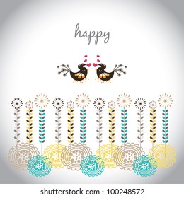 flower seamless pattern with bird (for fabric pattern, wallpaper or wrapping paper)