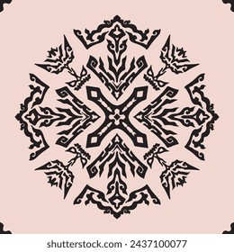 Flower seamless pattern black color and light brown background number 14