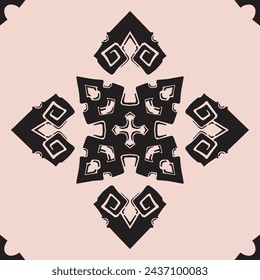 Flower seamless pattern black color and light brown background number 11