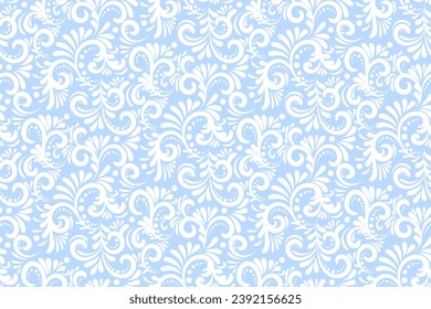 Flower seamless pattern in blue background	
