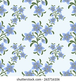 Flower seamless Pattern with blue Flowers.