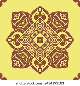 Flower seamless pattern brown color and yellow background number 9