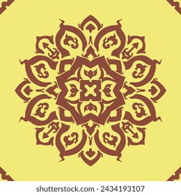 Flower seamless pattern brown color and yellow background number 12